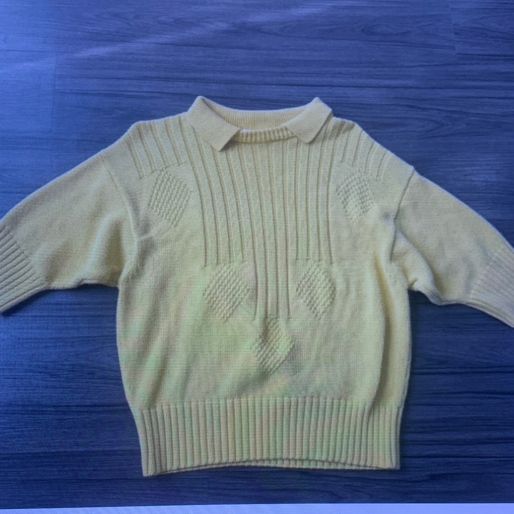 Women’s Yellow Knit Polo Sweater